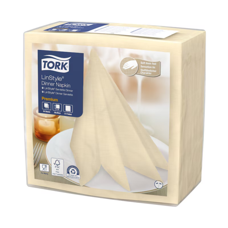 Tork PREMIUM LINSTYLE® SERVIETTE DINNER - 39X39CM - VANILLE -