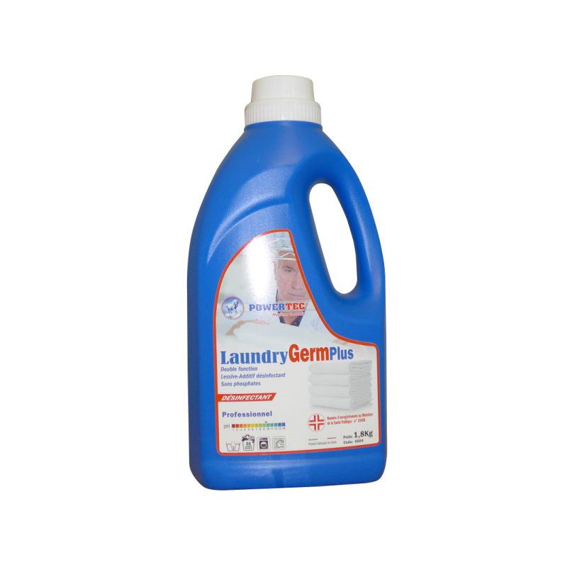 LAUNDRY GERM PLUS 1.8 KG Désinfectant - Lessive professionnelle double fonction - lessive & additif désinfectant, sans phosphate