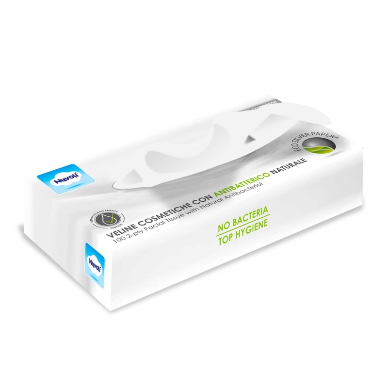 MOUCHOIRS boite de 100 feuilles - Mouchoirs en papier Eco Silver Paper® avec antibactérien naturel en pure cellulose blanc en bo